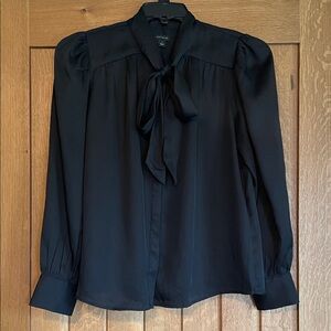 Ann Taylor Black Tie-Neck Blouse Like New